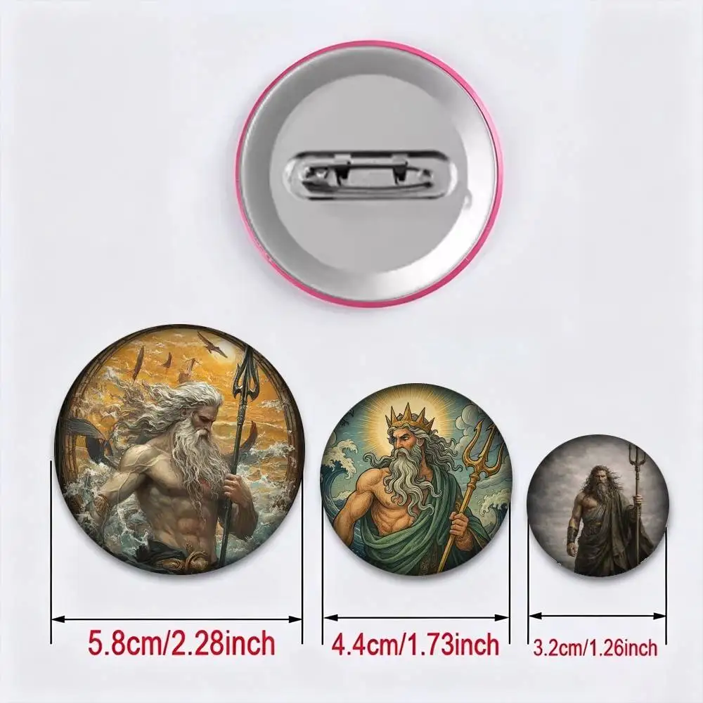 Son Daughter of Poseidon Greek 25 32 44 58 75mm Badges Personalized Round Brooches Pins Accessory Gift