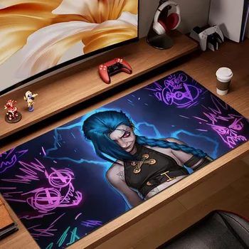 لوحة الماوس Gamer Arcane Desk Mat كبيرة Mousepad Gamer Accessories جهاز كمبيوتر شخصي لوحة المفاتيح وسادة مكتب ALeague of Legends Jinx المطاط