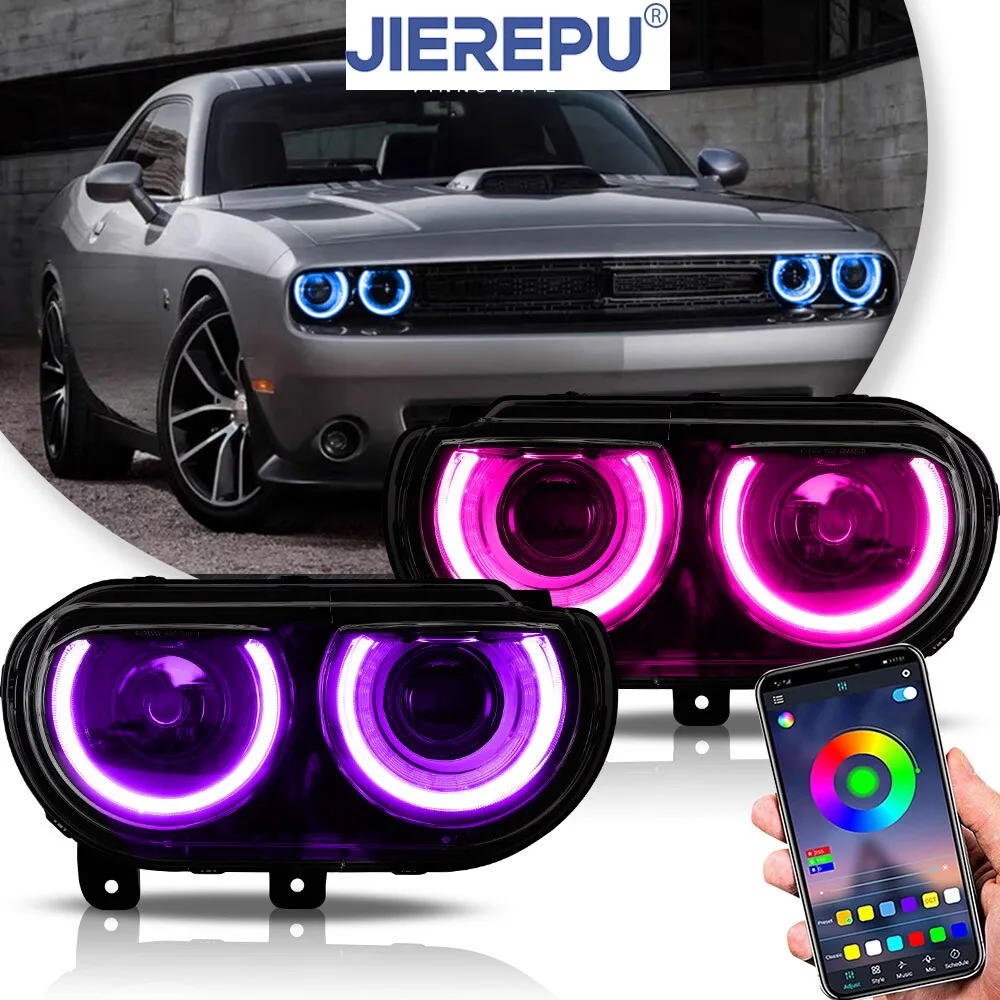

1Pair Turn Signal RGB Projector For Dodge Challenger 2008-2014 LED Headlights Assembly