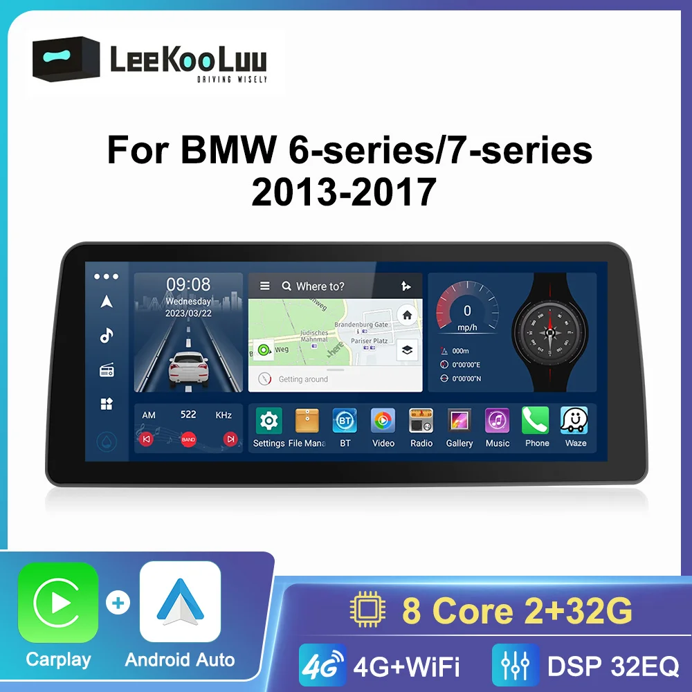 LeeKooLuu 8core 2+32G Android Car Radio Stereo Carplay For BMW 6-series/7-series 2013-2017(NBT) GPS Wifi 4G Multimedia Player