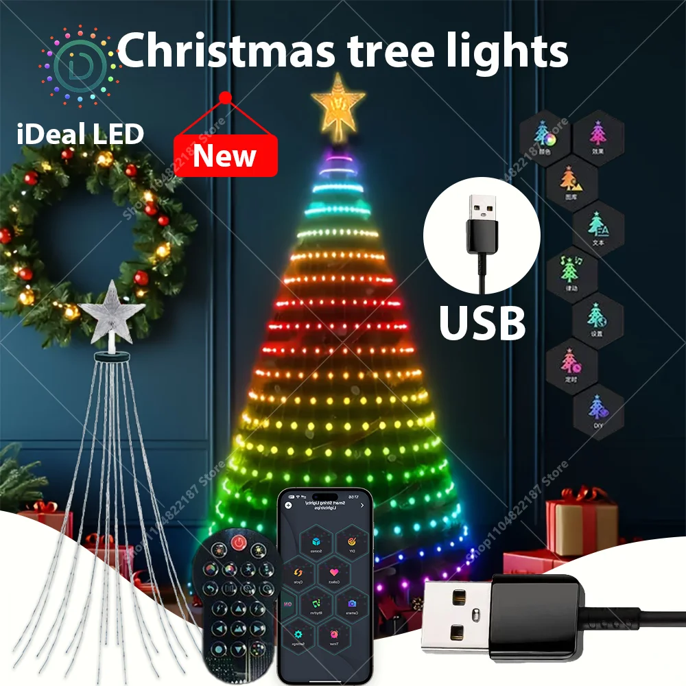 7 FT 400LEDs Christmas Tree Decorative Lights Smart iDeal LED App Control DIY Shaping String Lights Fast Shipping