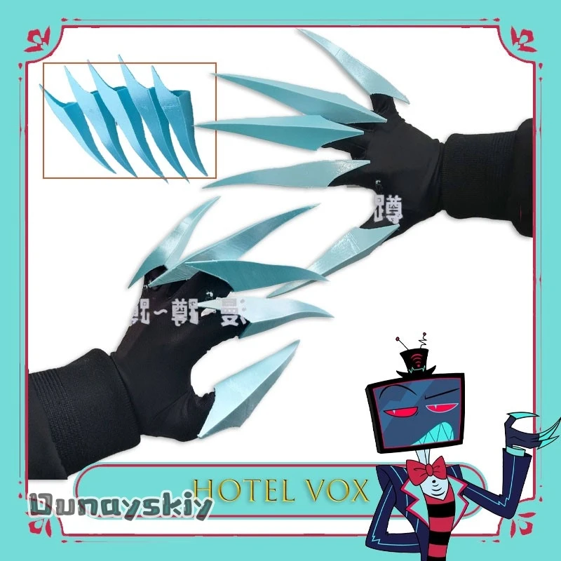 Uñas de Cosplay Vox 2025, Nuevas Uñas Azules de Anime Vox con Guantes para Cosplay, Accesorios de Juego de Rol para Mujeres y Hombres, Calidad de Estudio