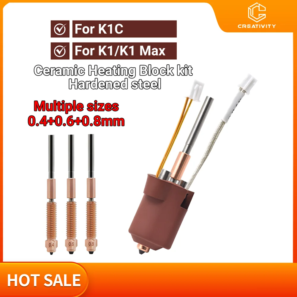 

For K1C / k1 Max Hotend Ceramic Heating Block Upgrade Heatsink Quick-Swap Nozzle Kit K1 Max Hot End Assembly 3D Printer Parts