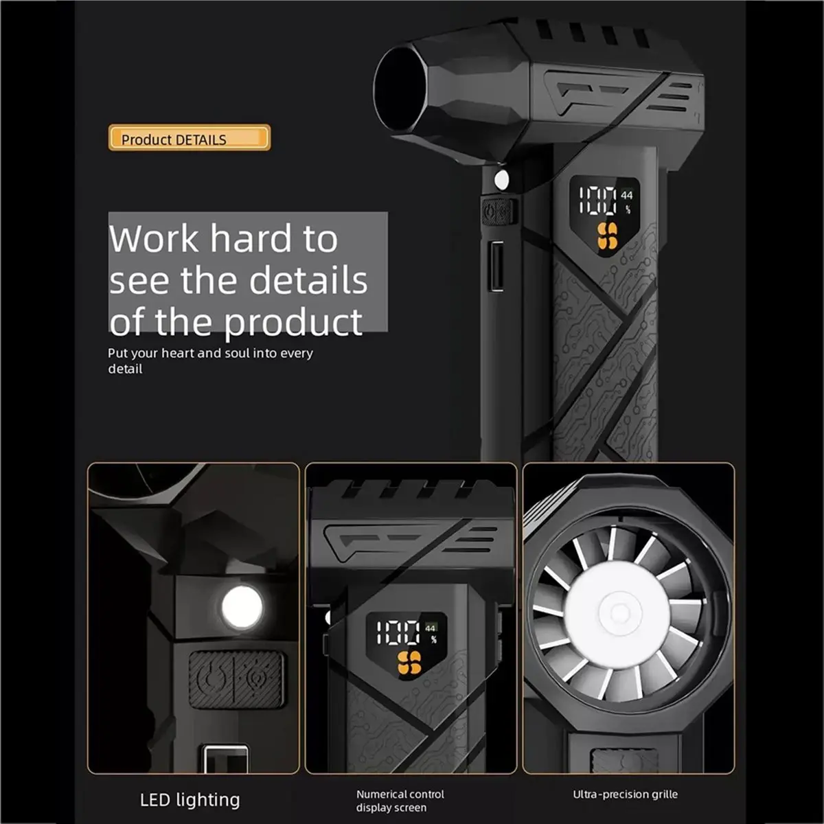 DT75BG -01 Air Blower Turbocharged Fan 990000RPM Blowing Force Strong Airflow Turbo Fan Wireless Compressed Air Duster