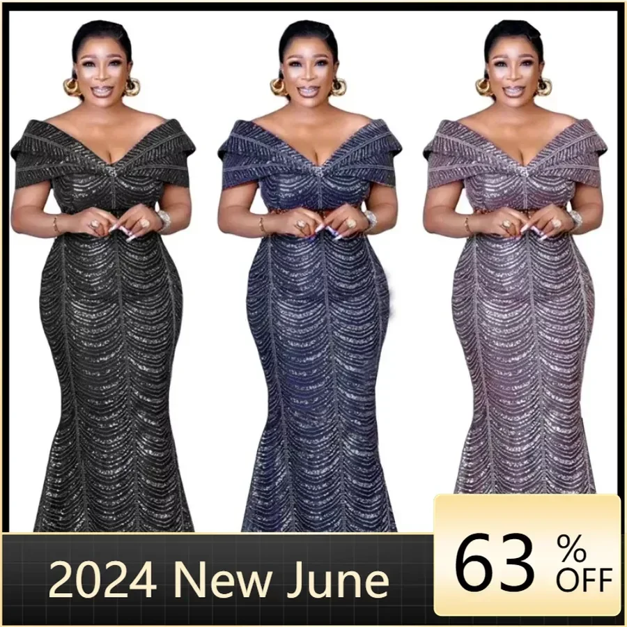 

Elegant African Party Evening Dresses for Women Summer African V-neck Wedding Long Maxi Bodycon Dress Dashiki African Clothes