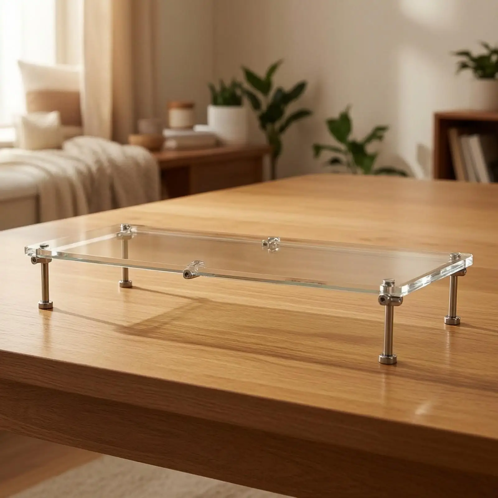 Ergonomic Acrylic Monitor Stand Clear Display Riser for Desk Computer Elevator with Sturdy Cylinder Legs