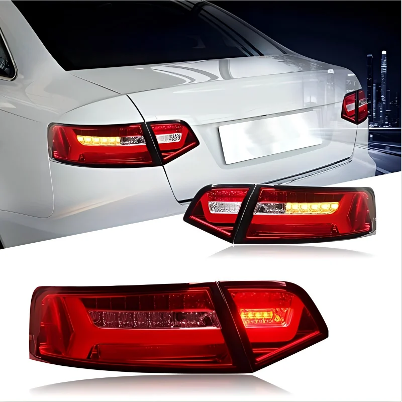 For Audi A6 Luminous Tail Lights 2009-2011 A6L C6 Dynamic Signal Tail Lights Animation After Stop Brake Backing Parts Headlights