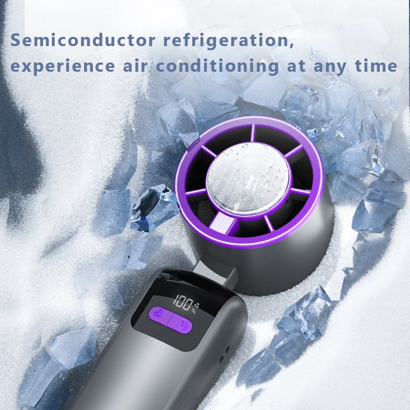 Refrigeration High Speed Cold Cooling Ice Compress Rechargeable Small Usb Portable Fan Adjustment LED Display Handheld Mini Fan view 2