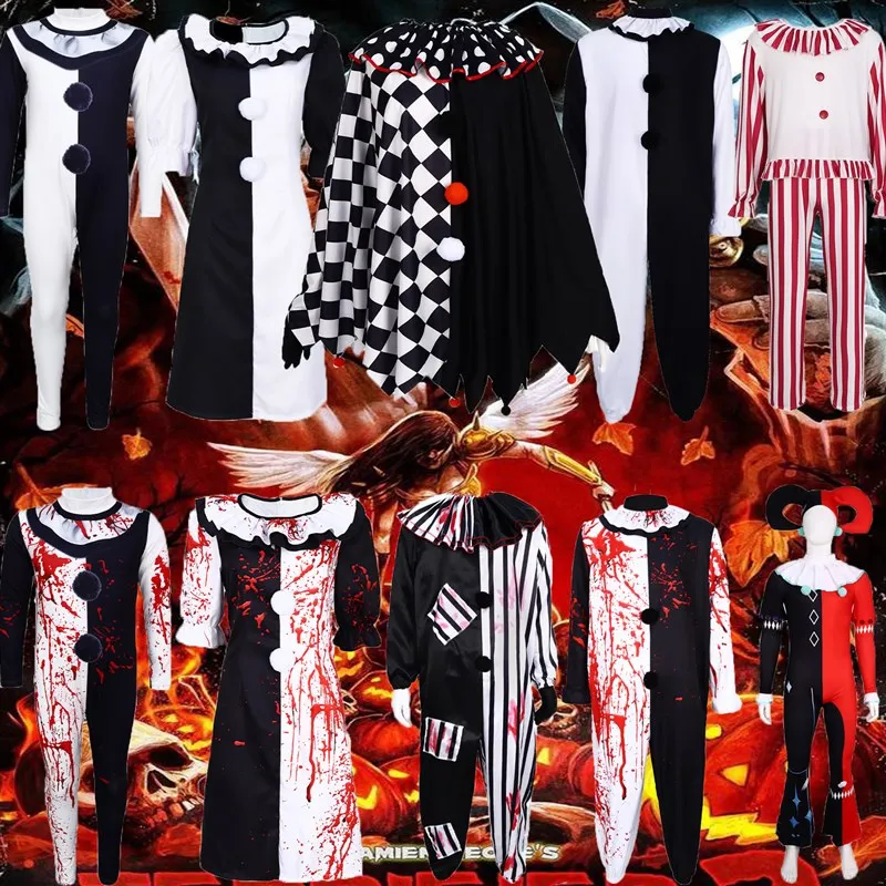 

Bloodstained Halloween Clown Costume Props Role-playing Scary House Performance Clothes for Women's Traditional Ethnic Stage ...