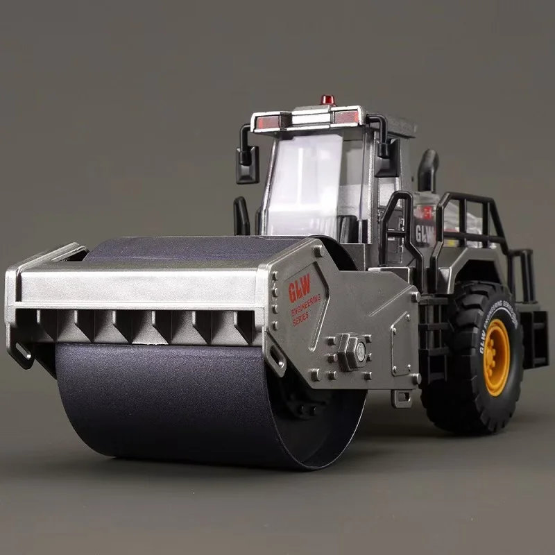 Alloy Diecast Road Roller Toy Inertia Construction Vehicle Engineering Educational Play Car Model Gift for Kids Toddler Learning