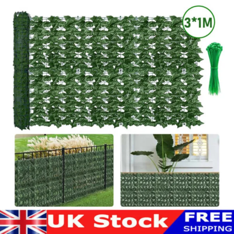 3/6M Artificial Hedge Ivy Leaf Garden Fence Wall Privacy Balcony Screening Trell