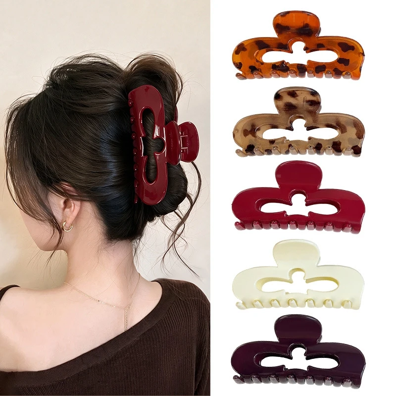 1Pc 10cm Large Claw Clips for Thick Hair Barrettes Flower Geometric Hollow Hairpins Ponytail Hair Accessories