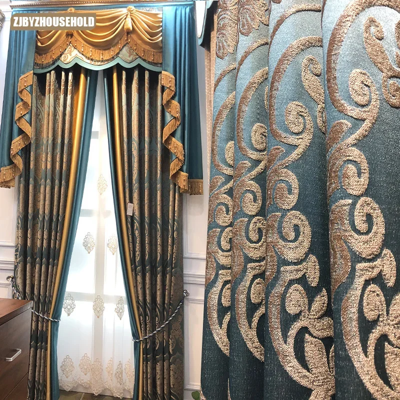 

Customized Window Curtain Villa European-style Luxury Curtains for Living Room Bedroom High-end Thickened Chenille Curtains