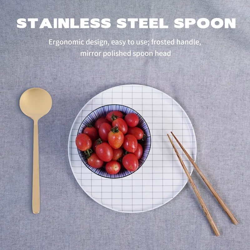 Stainless Steel 6 buah sendok Espresso sendok teh untuk kopi gula kue makanan penutup es krim sup Antipasto (emas)