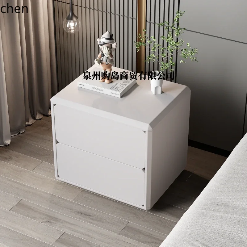HT Lacquered Bedside Table Bedroom Solid Wood Drawer Simple Bedside Cabinet 2-Drawer Cabinet Internet Celebrity Storage Cabinet
