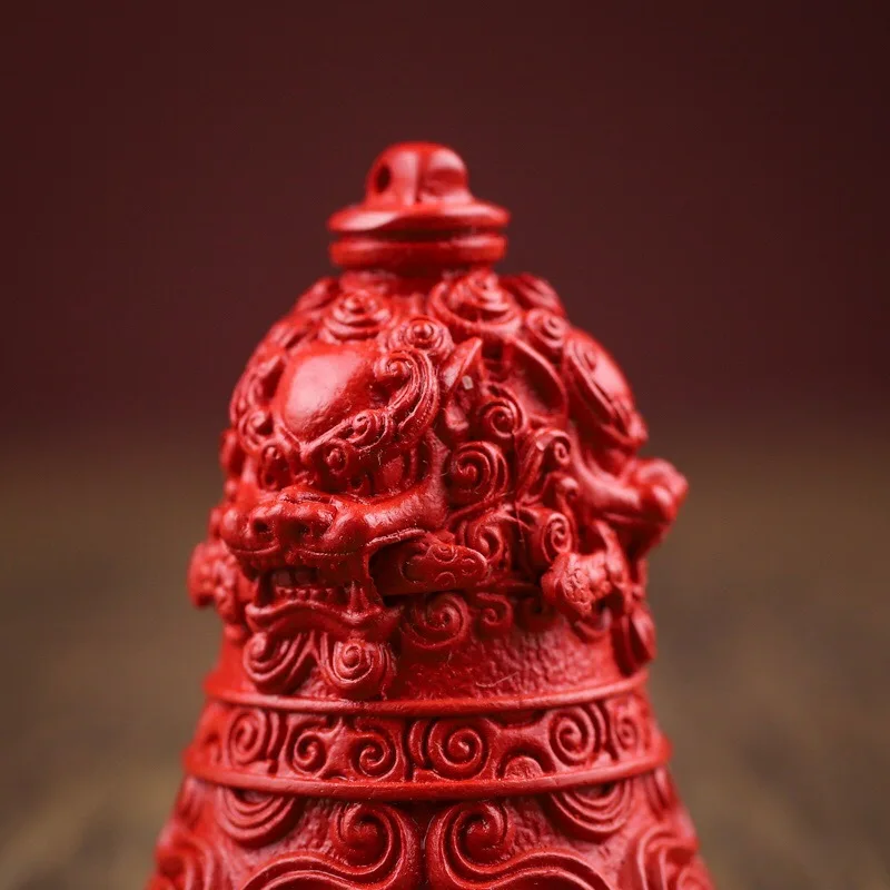 Fidelity Sacred Ring Pendant Lion Little Bell Shape Ornament High Content Red Sand with Rope