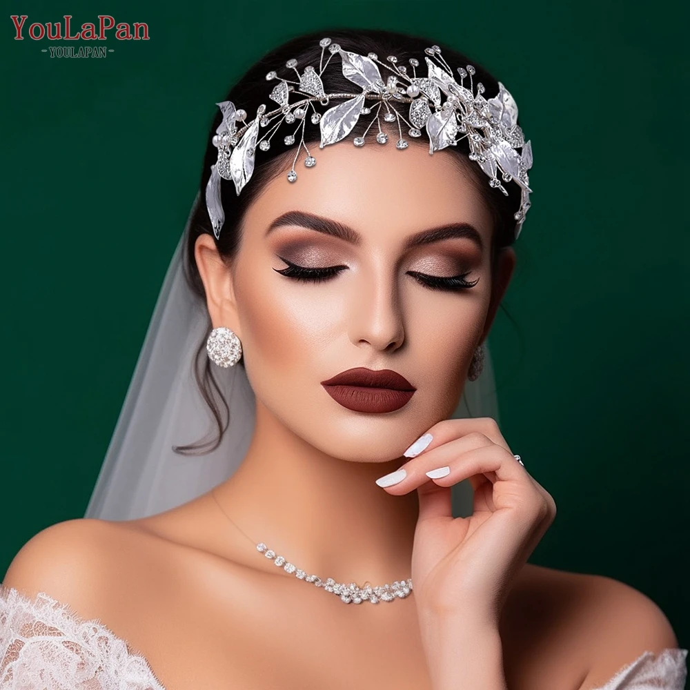 YoulaPan Liga Folhas Bridal Headband Rhinestones Mulher Headpiece Handmade Casamento Cabelo Acessórios para Noiva Headdress HP299