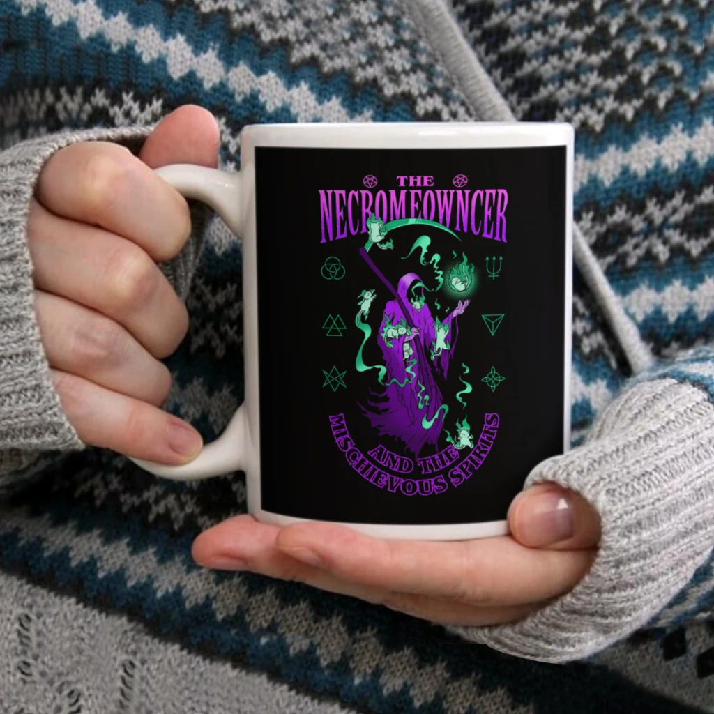 

The Necromeowncer and the Mischievous SpiritsCoffee Mug Tea Cup 11oz Coffee Cup Funny Birthday Ceramic Mug Personalized Cup