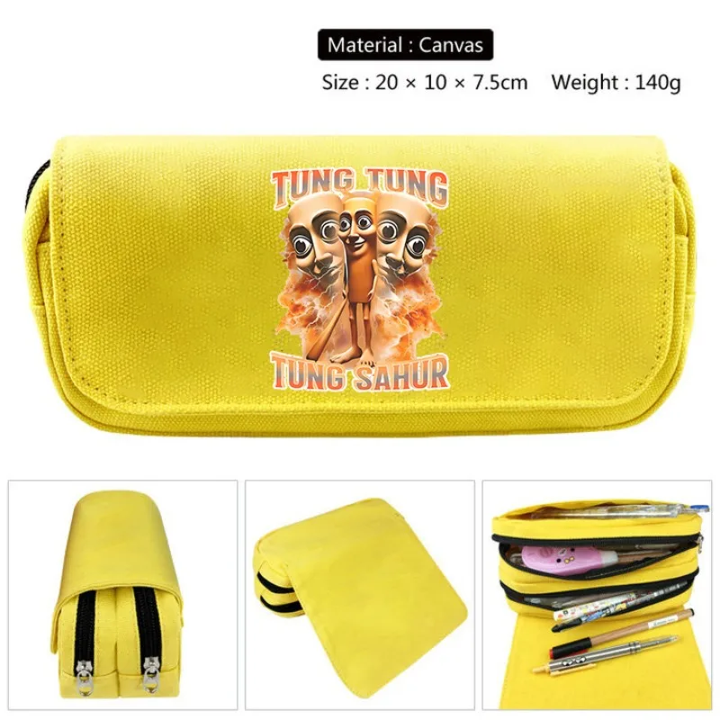 Kotak Pensil Lucu Brainrot Italia Tung Tungtung Sahur Alat Tulis Siswa Telala Hiu Lucu Perlengkapan Kantor Hadiah Semester Baru