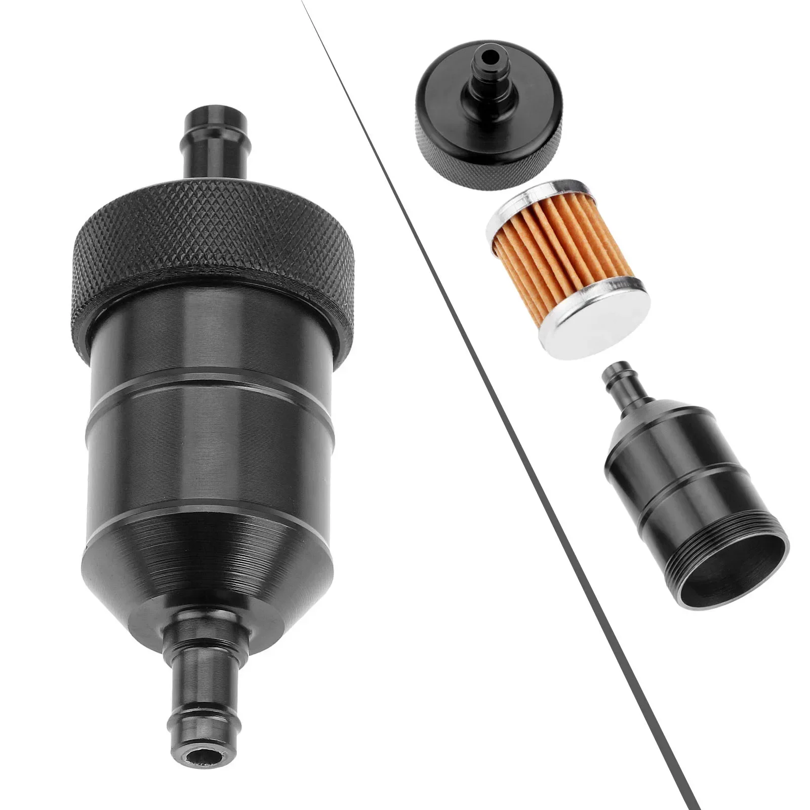 Evrensel 8mm 5/16 \'\'motosiklet yakit filtresi araba benzin dizel Inline motosiklet scooter krom alüminyum yakit filtresi s 5 renk