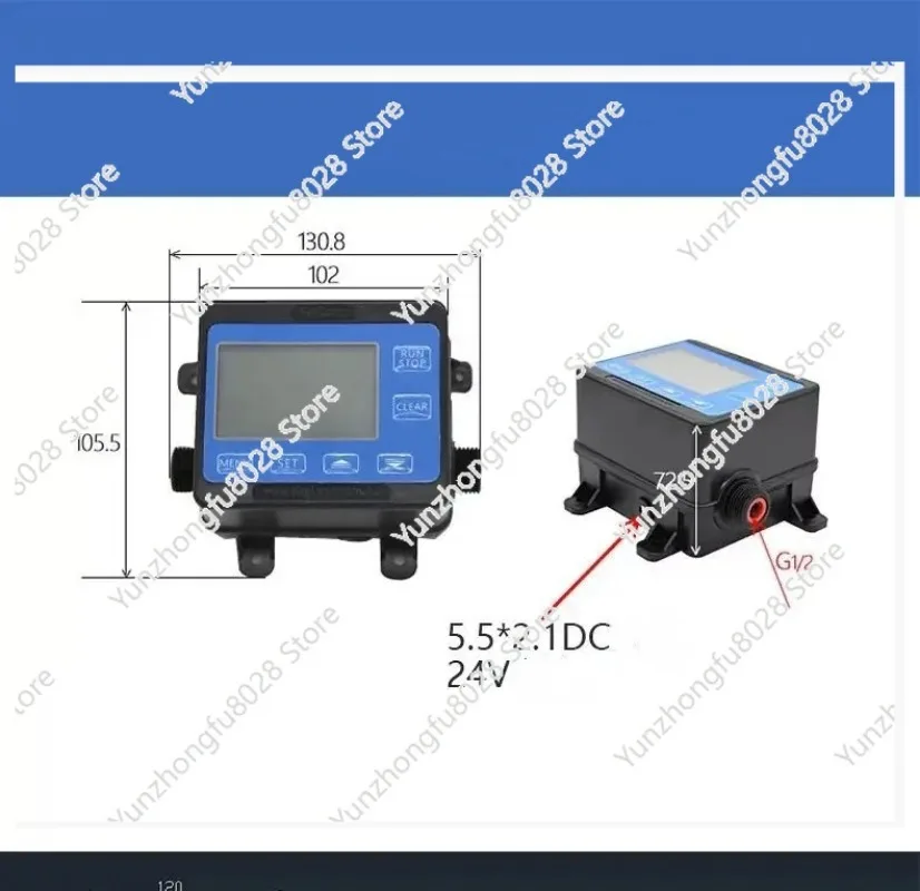 G1/2“  Flowmeter Controller Flow Reader and  Hall Effect Water Flow Sensor with Solenoid Valve with 24V Adapter - view 4