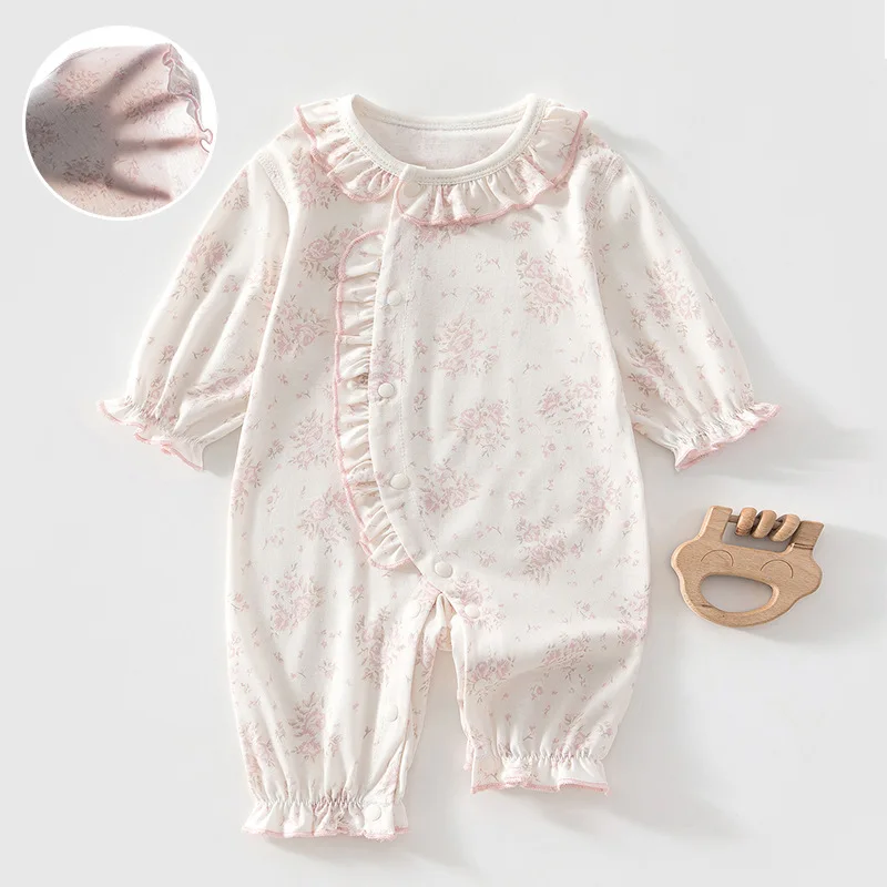 

Bellbell Summer Kids Girls Rompers Thin Floral Printed Infant Babys Girls Princess Jumpsuits Ruffle 0-2Yrs Toddler Girls Onesies