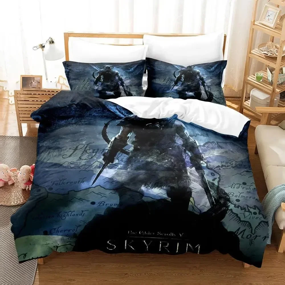 

Skyrim 3D Bedding Set Duvet Cover Pillowcases Single Twin Full Queen King Size Home Decor Quilt Boys Gift