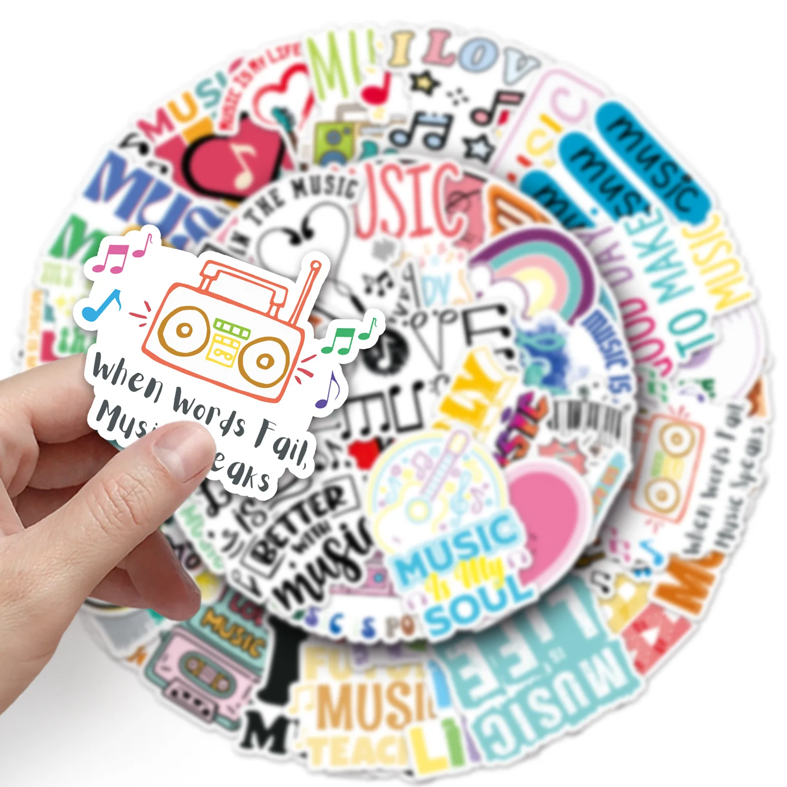 

10/51PCS Love Music English Short Sentence Cartoon Sticker Waterproof Graffiti Decal Kids Toy Gift Creative DIY Stationery Box