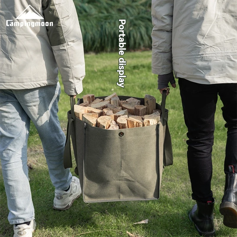 

CAMPINGMOON BC-40 Large Size Canvas Firewood Wood Carrier Bag Log Storage Camping Holder Durable Carry Bag Double Handles