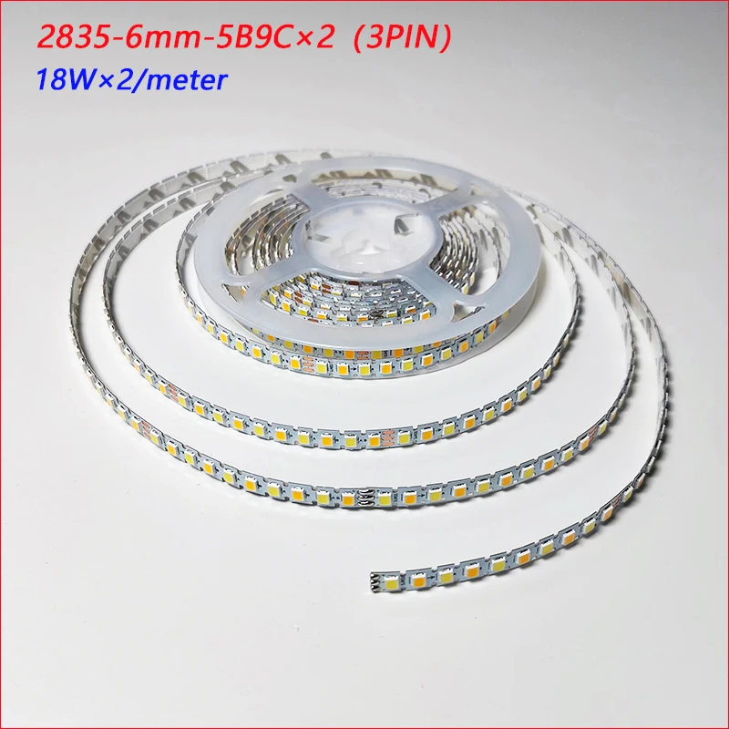 S-type 5 meters 180D 5B9CX2 2835 LED strip constant current LED ribbon 18Wx2colors/meter light belt be used in chandeliers