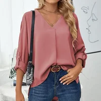 Solid Casual Loose Blouses For Women Fashion 2025 Autumn Vintage Women's Oversized Shirts And Blouses Elegant Youth Female Tops - Image 4