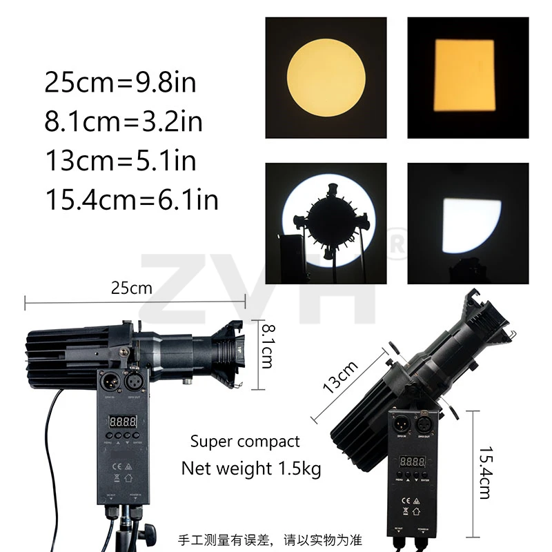 Fixed Focus 19°26°36° 50° 40W LED Ellipsoidal Profile Spotlight 2IN1 Stage Lighting 1/2/3/5 Channel DMX Control Follow Projector