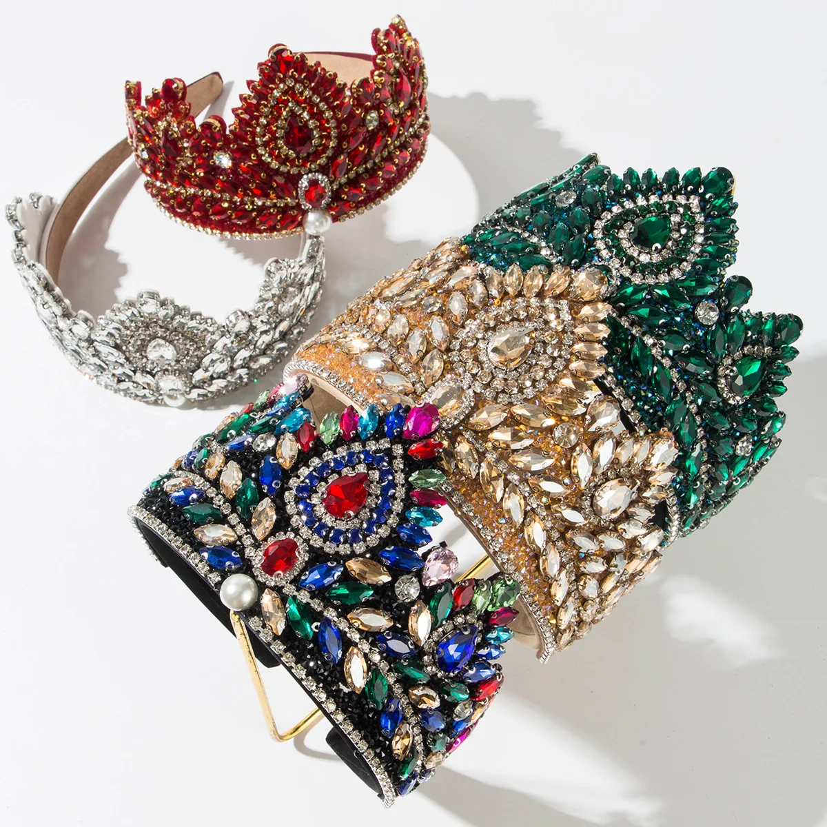 جديد الباروك كامل الماس اللؤلؤ تاج عقال أنيقة تنوعا الأميرة العروس الشعر التبعي #1