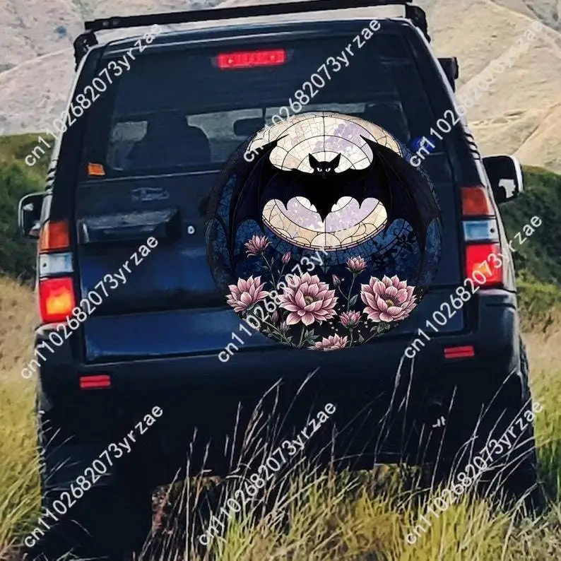 

Stained Glass Mosaic Bat Various Models Spare Car Tire Cover Prevention Sand Dust rainwaterTire Cover Sturdy Durable Tire Covers