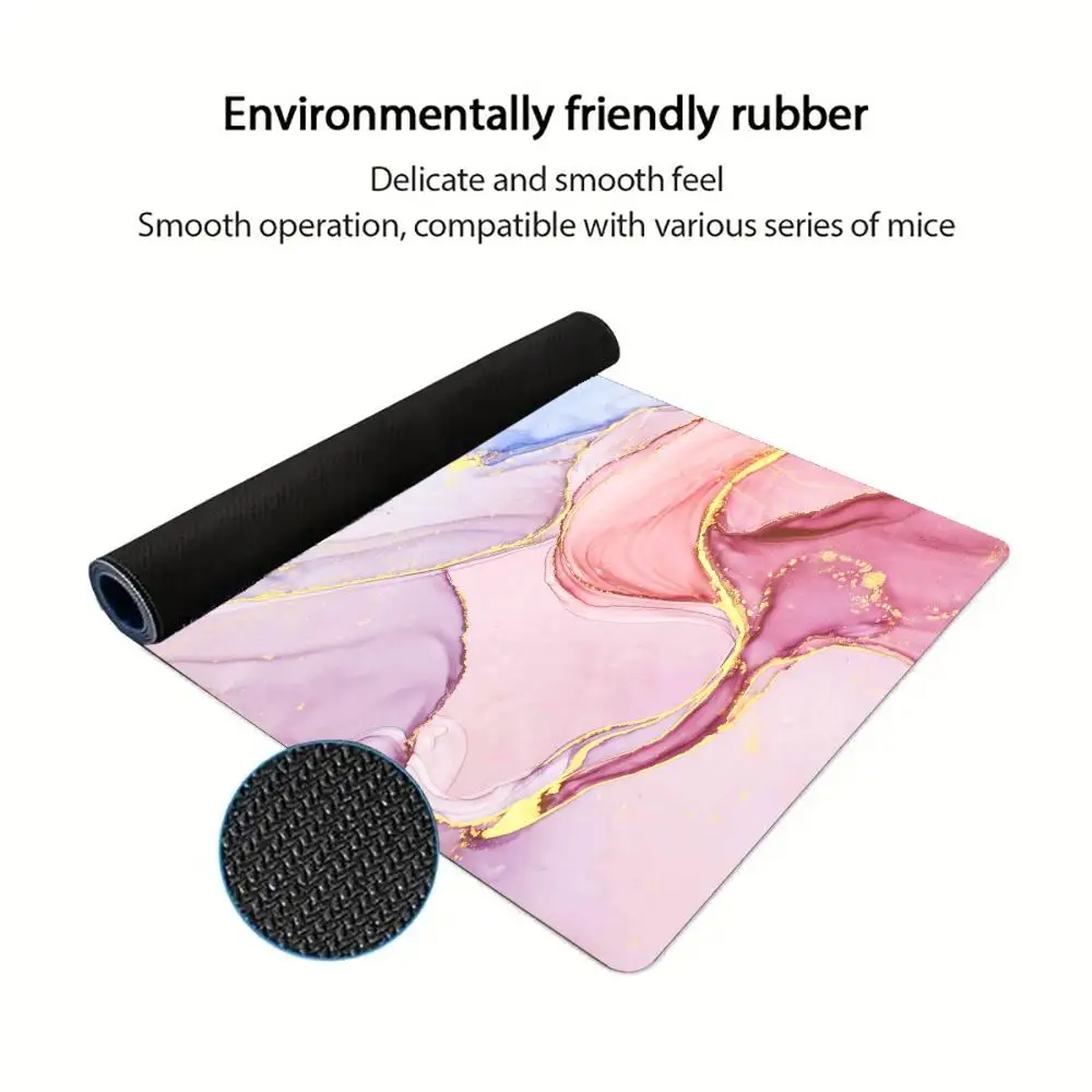 Розовый мраморный коврик для мыши Art Mausepad Большой игровой нескользящий коврик для мыши со швами Ноутбук Планшет Геймер Коврик для клавиатуры Мини-ПК Playmat