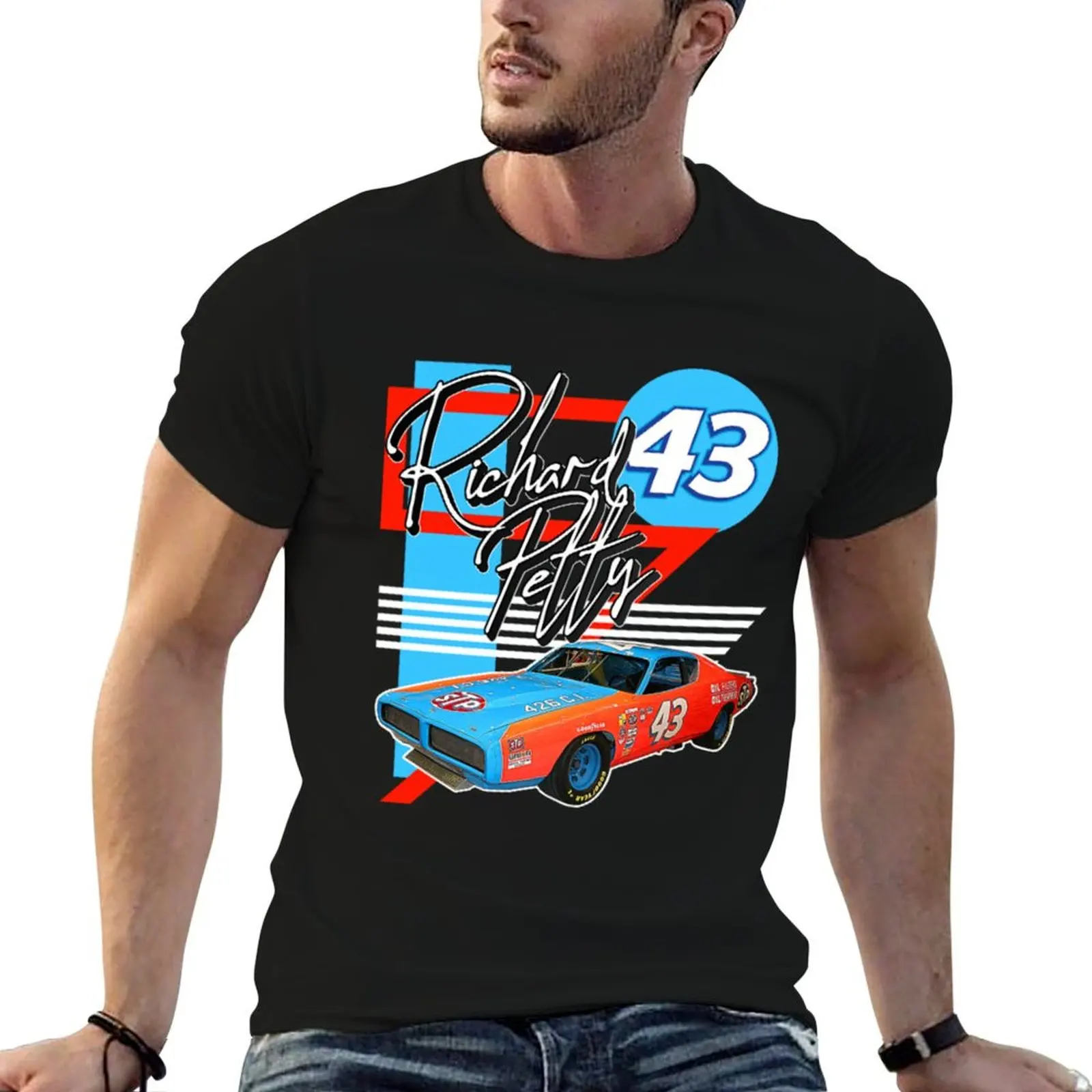 

Richard Petty Retro NASCAR Racing Fan Art T-Shirt t shirts cotton 100% men t shirt cotton 100% T-Shirt