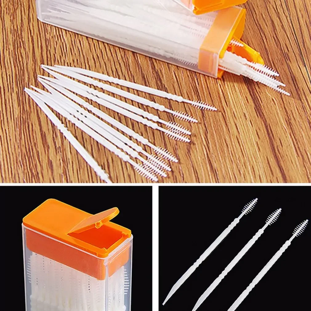 Portable Double Head Brush Tooth Picks Plastic Inter Toothpick Brush 50 PCS Hotel Picks Oral Care