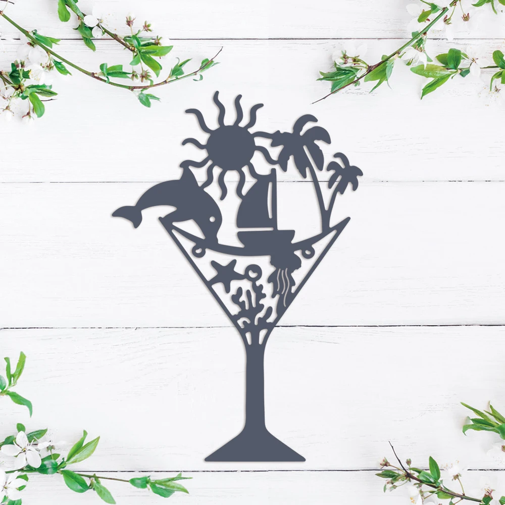 Summer Drinks Goblet Seaside Vacation Metal Cutting Dies For DIY Scrapbook Paper Cards Embossed Decorative Craft Diecut New 2023