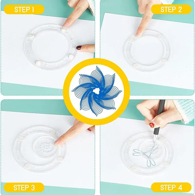 Spiral Graph Art Kit Clear Circle Ruler For Drawing DIY Arts And Crafts Supplies To Make Cards Bookmarks Holiday Decorations