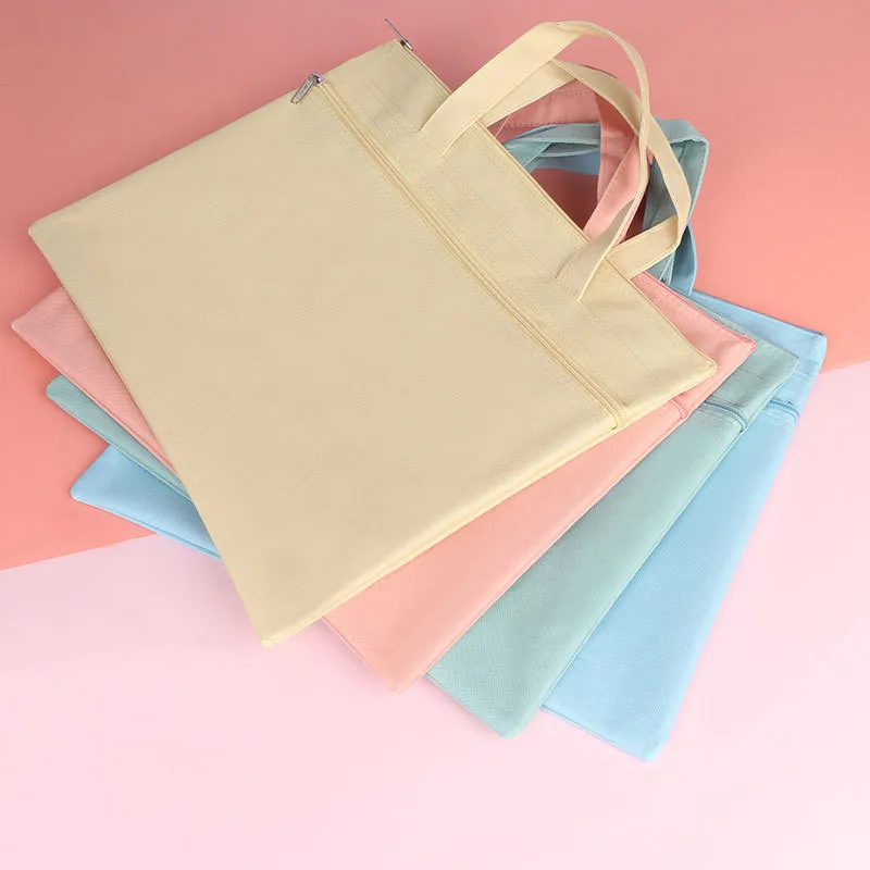 2PCS A4 Portable Document Bag Dupla Camada Zipper Bag Impermeável Grande Capacidade File Organizer