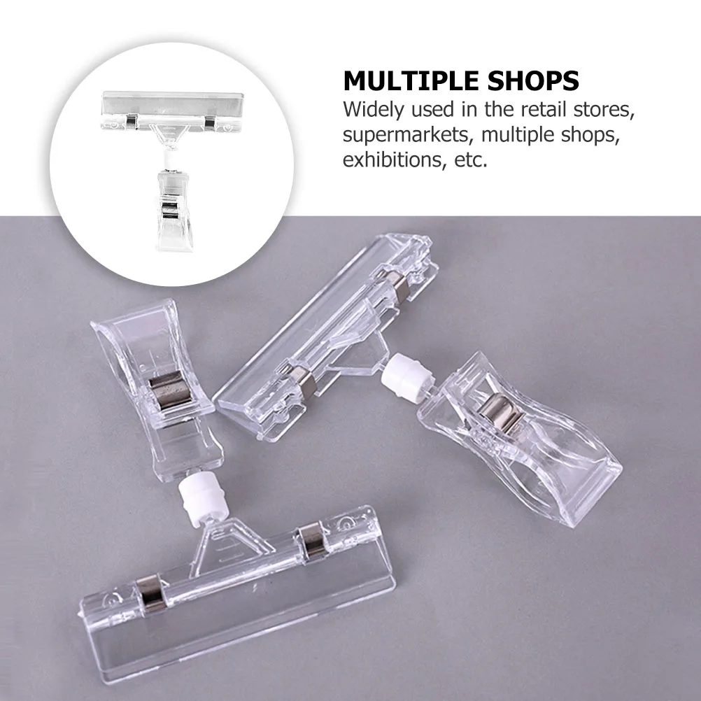 

25pcs Transparent Universal Clip Shelves Supermarket Price Tag Holder Clamp Label Sign Display Office Merchandise Tags Storage