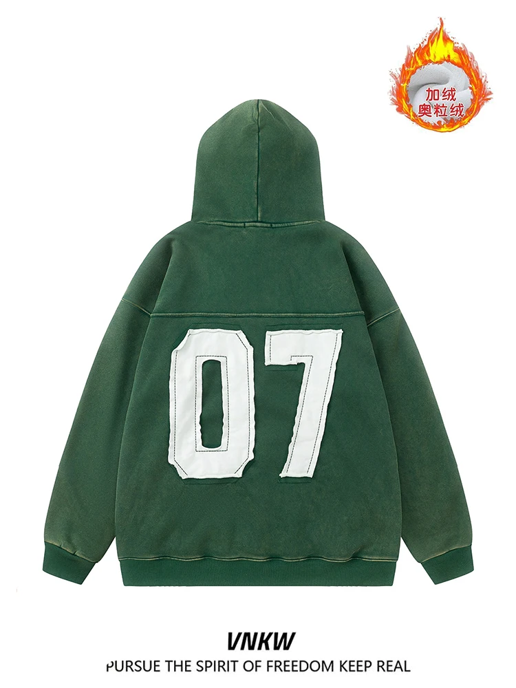 سترة بغطاء للرأس من الصوف مطبوعة على الموضة الأمريكية الرجعية سترة شتوية دافئة فضفاضة غير رسمية متعددة الاستخدامات للجنسين