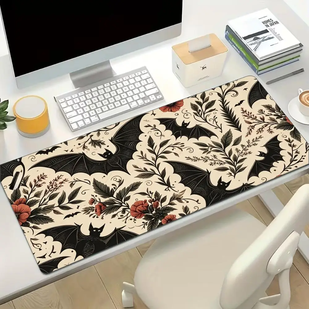 Dark Bat Flower Large Extended Gaming Mouse Pad Non Slip Desk Mat Retro Floral Keyboard Mouse pad For Laptop Desktop Office
