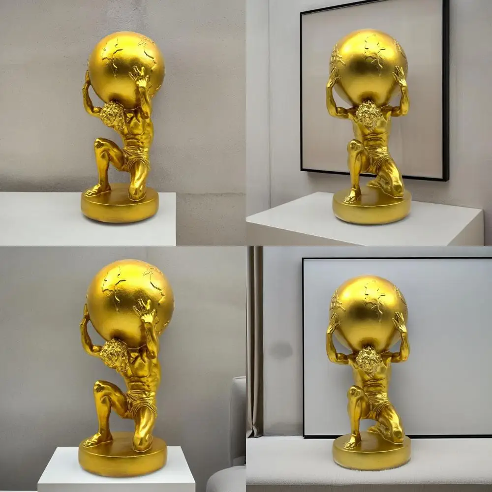 

11 Atlas Holding Globe Greek God Gold Statue, Large Collectible Figurine for Home Decor & Living Room