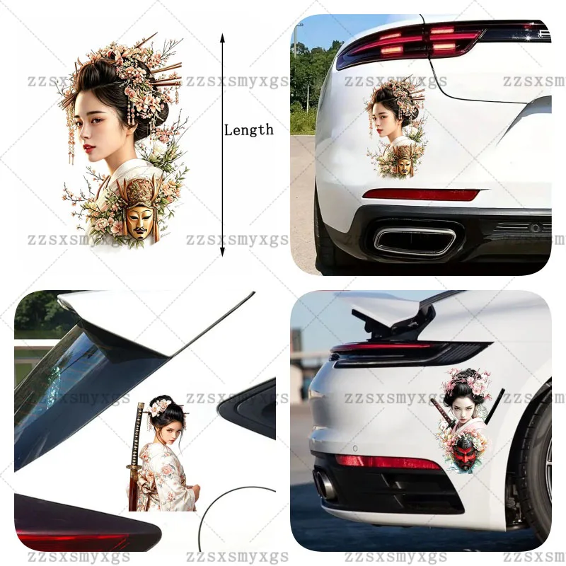 Japanese style samurai female theme Car Stickers Fit for car body Bumper Windshield Trunk Laptop Vinyl Decal Car Accessories
