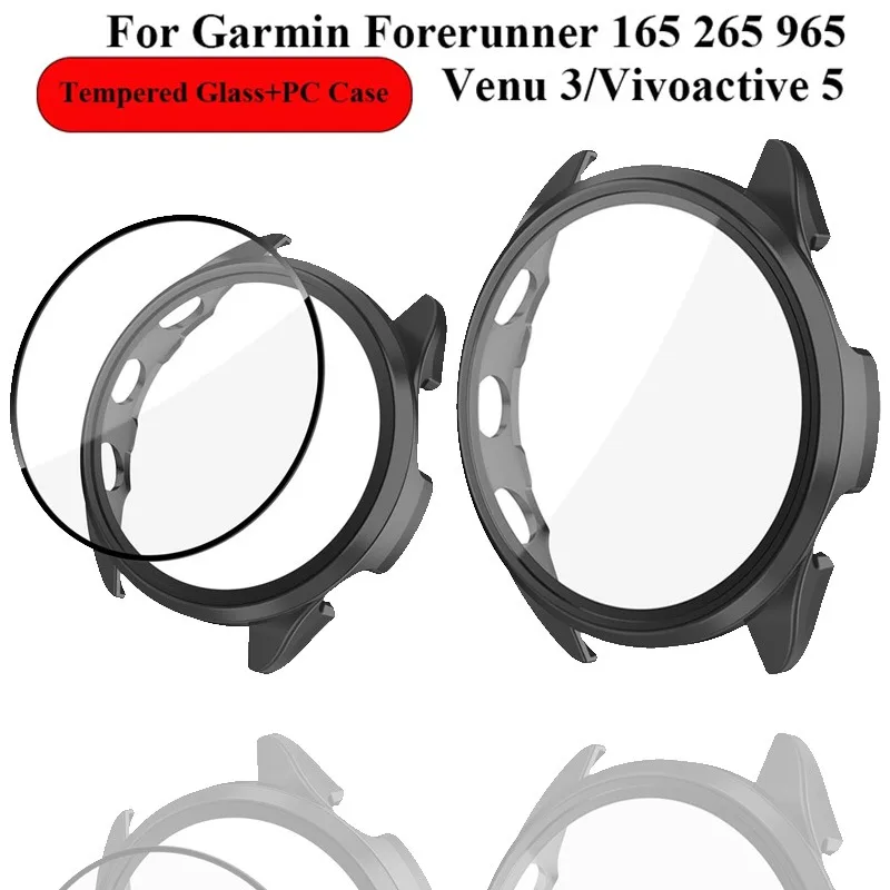 

Hard PC Glass Case For Garmin Forerunner 965 265 165/Venu 3/2 Full Cover Screen Protector Glass Bumper Shell Garmin Vivoactive 5
