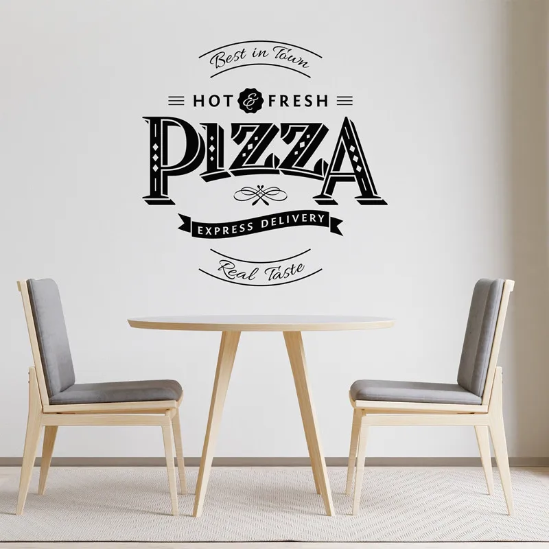 

Pizza Vinyl Wall Decal Pizzeria Italian Restaurant Delivery Lettering Window Interior Creative Decoration Sticker Mural Gift