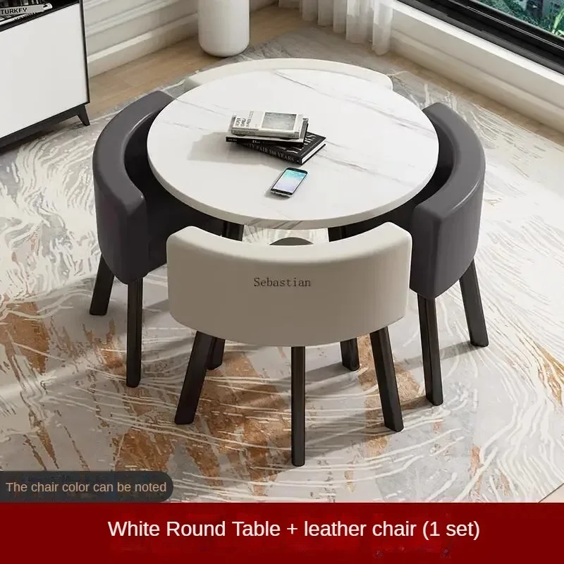 Simple Reception Table and Chair Combination 4 People Leisure Negotiation Small Round Table Office Table Nordic