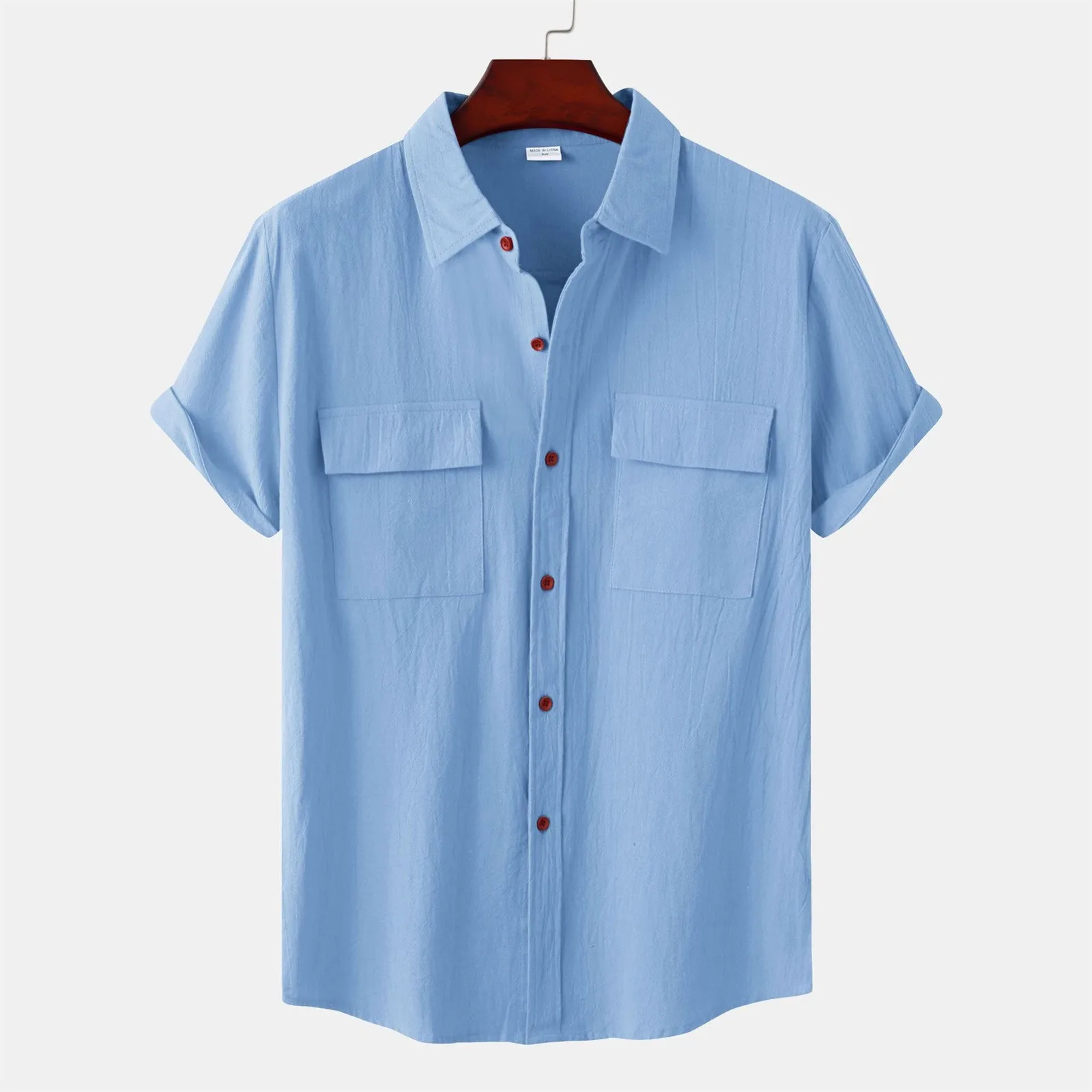 

Men'S Shirt Summer Shirts Baggy Blouses Workwear Casual Short-Sleeve Solid-Color Tops Spring Comfort All-Match Luxury Camisas