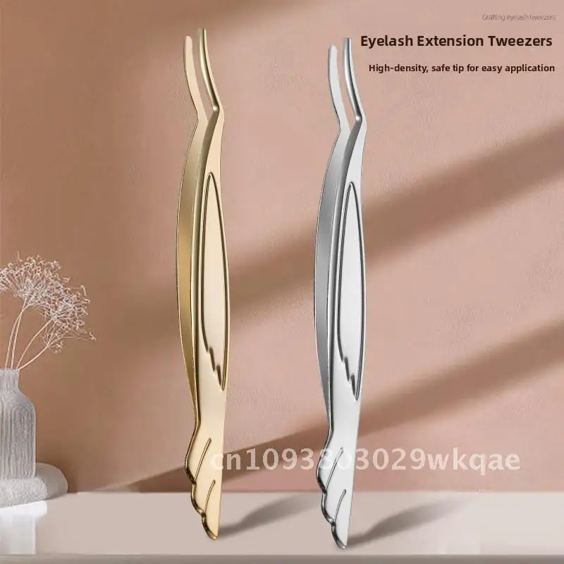 Pinzas para pestañas postizas con Clip de pluma de cabeza redonda de acero inoxidable, herramienta de maquillaje Universal cromada dorada/perla para injerto de pestañas